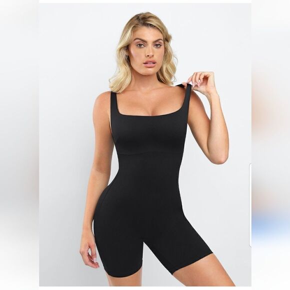 Popilush Shapewear Romper Slimming Workout Square-Neck Thigh - Size L - Picture 2 of 15